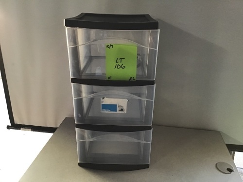 Room Essentials, 3-Draw Storage Dresseer, With Wheels, Like New - Lot 106