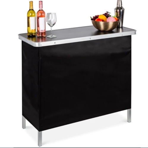 Portable Pop-Up Bar Table w/ Carrying Case, Removable Skirt, Like New, retail - $84.99 - Lot 129