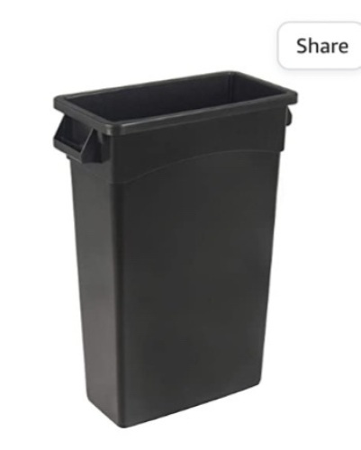 AmazonCommercial 23 Gallon Commercial Slim Trash Can, Black, 1-pack, Like New, Retail - $50.57 - Lot 137