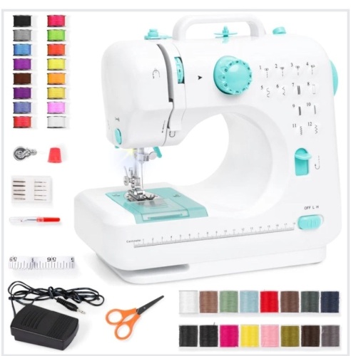 6V Portable Foot Pedal Sewing Machine w/ 12 Stitch Patterns, Like New, Retail - $64.99 - Lot 141