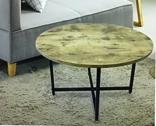 Round Coffee Table, Modern Small Coffee Table Sofa TableTea Table for Living Room, Office Desk, Balcony, WoodDesktop and Metal Legs, 23.6inch Rustic Brown, Like New, Retail - $56.99 - Lot 150