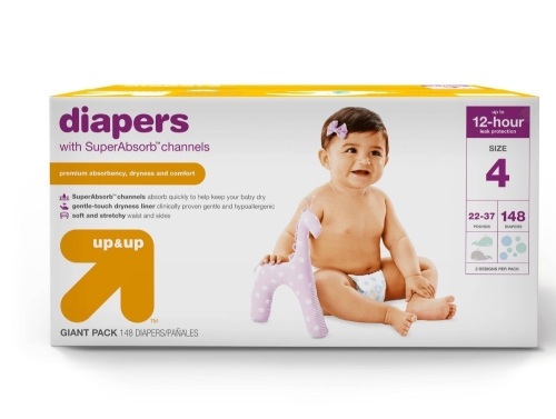Diapers Giant Pack Size 4 - 148ct - up & up, Like New, Retail - $24.99 - Lot 165