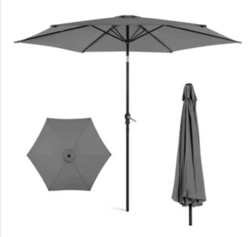 Outdoor Steel Market Patio Umbrella Decoration w/ Tilt, Crank Lift - 10ft , Like New, Retail - $ 44.99 - Lot 201
