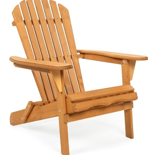 Best Choice Products Folding Adirondack Chair Outdoor WoodenAccent Lounge Furniture for Yard, Patio w/ Natural Finish, Like New, Retail - $69.99 - Lot 210