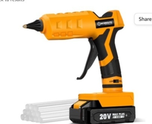 Hot Glue Gun, 20V Cordless Glue Gun Full Size with 12 Pcs GlueSticks for Arts & Crafts & DIY. 2.0 Ah Li-ion Battery and Charger Included,WORKSITE, Used, Has Name Wrote on it, Works, Retail - $39.99 - Lot 228