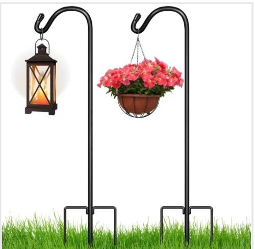 Set of 2 Shepherd Hooks Outdoor Garden Hooks w/ 3-Prong Base - 91in, Like New, retail - $39.99 - Lot 229