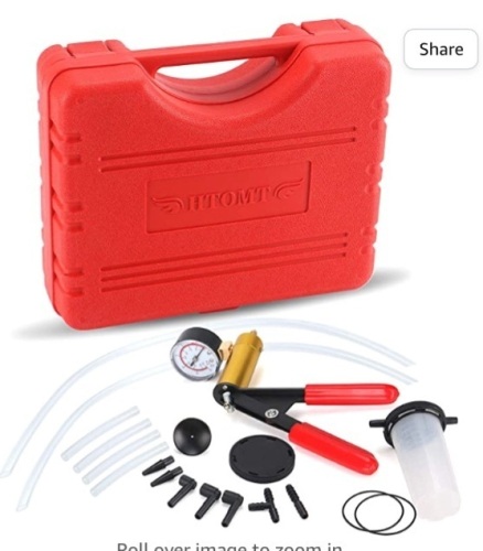 HTOMT 2 in 1 Brake Bleeder Kit Hand held Vacuum Pump Test Set for Automotivewith Protected Case,Adapters, One- Man Brake and Clutch Bleeding System(Red), Like New, Retail - $18.99 - Lot 249