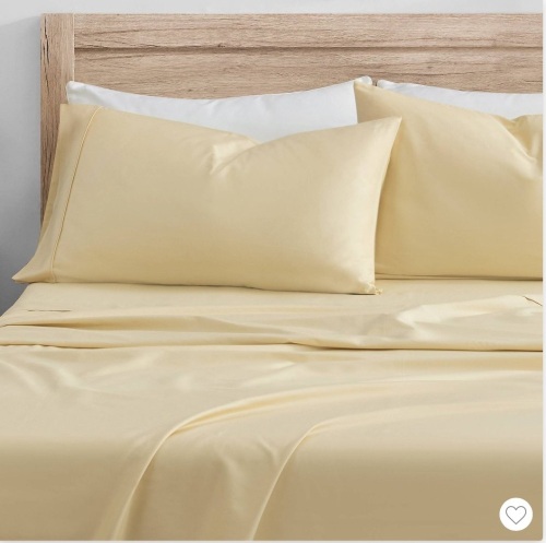 Full 100% Organic Cotton Solid Sheet Set Butter - Kindlier< Like New, retail - $39.99 - Lot 252