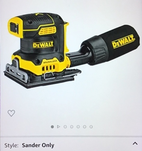 DEWALT 20V MAX* XR Palm Sander, Sheet, Variable Speed,1/4-Inch, Tool Only (DCW200B), Used, Retail - $108 - Lot 285