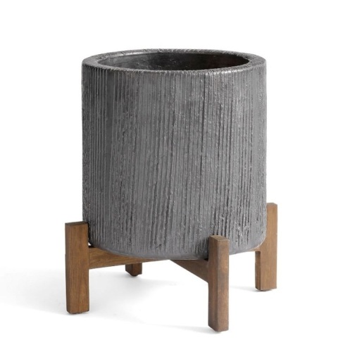 Bungalow Planter, Small, 15" dia, Charcoal, Like New, retail - $199 - Lot 290