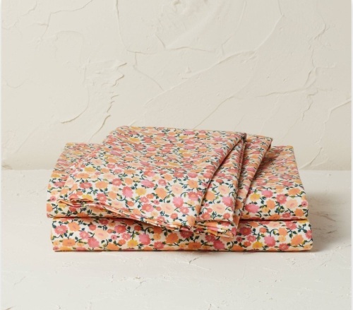 Twin/Twin XL Printed Cotton Percale Sheet Set Floral -Opalhouse designed with Jungalow, Like New, Retail - $30 - Lot 293