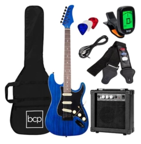 Beginner Electric Guitar Kit w/ Case, 10W Amp, Tremolo Bar - 39in, Like New, Retail - $124.99 - Lot 324