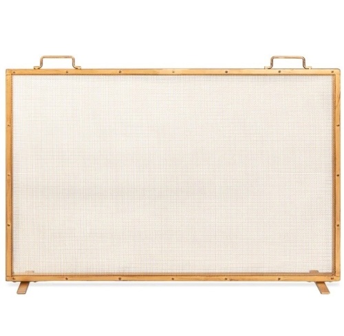 Single Panel Handcrafted Steel Mesh Fireplace Screen w/ Handles - 38x27in, Like New, Retail - $57.99 - Lot 336
