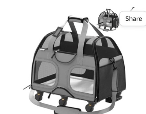 Katziela Pet Carrier - Airline Approved Dog Carrier - TSA Approved Pet Carrier for Small Dogs and Cats - Soft FAA Travel Airplane Dog Carrier Luggage (Grey), Like New, Retail - $139.99 - Lot 349