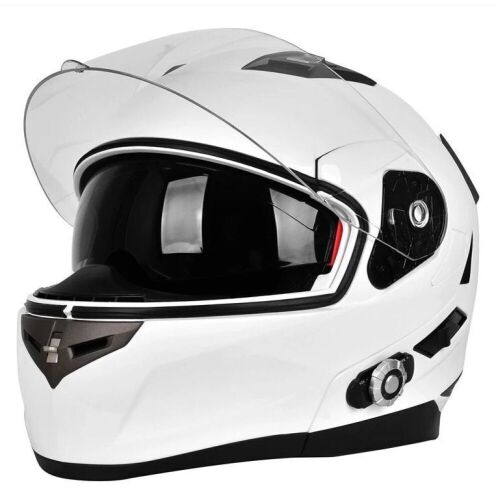 White Motorcyle Helmet with Bluetooth BM2-S - Lot 650