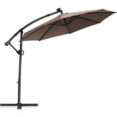 10' 360° Rotation Solar-Powered LED Patio Offset Umbrella - Lot 373