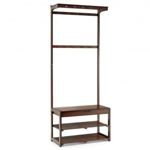 Bamboo Coat Rack and Shoe Bench - Lot 748