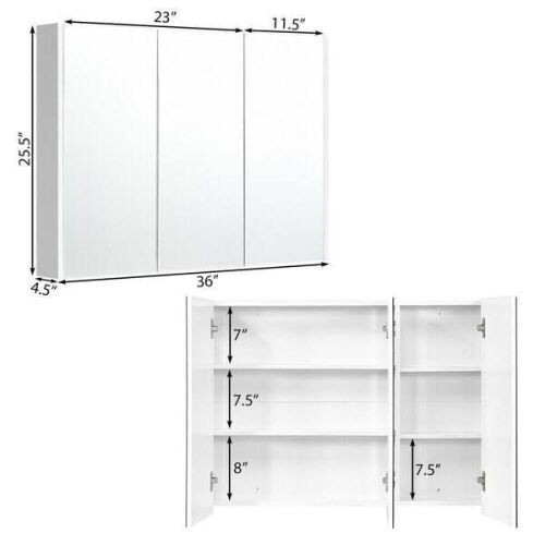 36" Bathroom Medicine Cabinet with 3 Mirrors - Lot 845