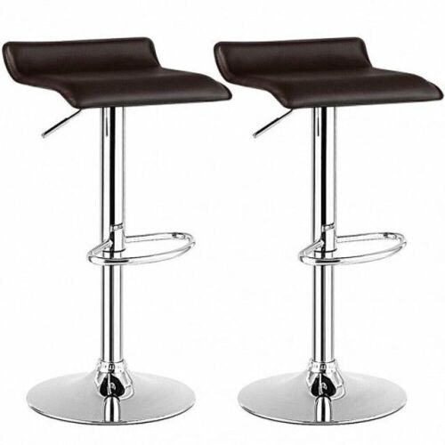 Set of 2 Adjustable Pu Leather Backless Bar Stools, Coffee - Lot 915