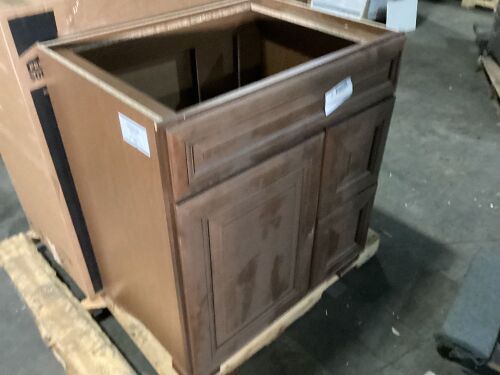 Brown Bathroom Vanity - No Top - Lot 374