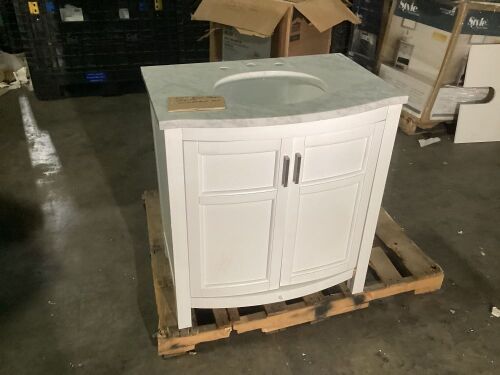 30" Bow Front Vanity with Marble Top - Lot 384