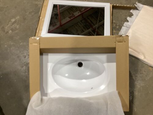 Style Selections  Lowry 25-in Light Gray Single Sink & Mirror - No Vanity  - Lot 506