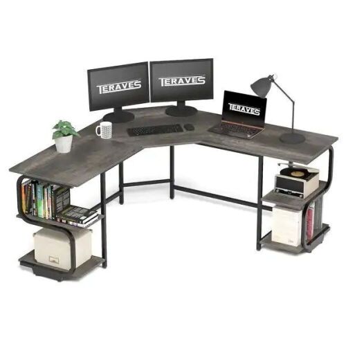 Black L-Shaped Corner Desk - Lot 242