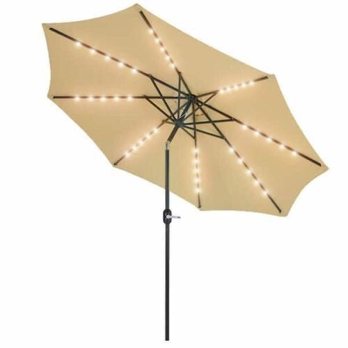 11' LED Lighted Patio Umbrella - Beige - Lot 514