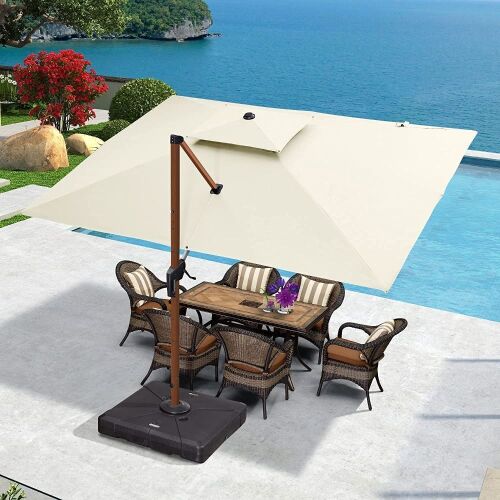 12' Wood Pattern Cantilever Patio Umbrella - Lot 564