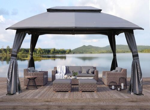 Pop-Up Patio Gazebo - Gray - Lot 869