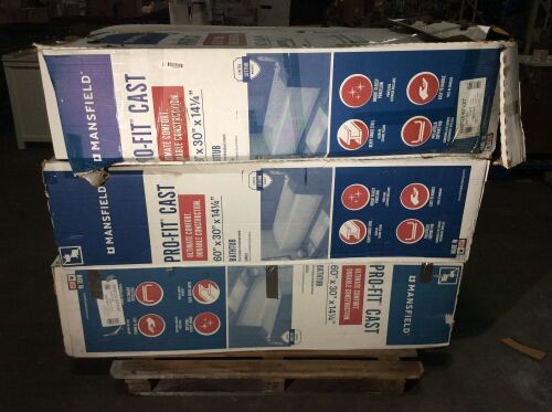 Uninspected Lot of (3) Mansfield Pro-Fit Cast Bathtubs  - Lot 88