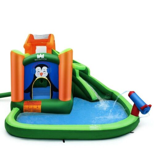 Inflatable Water Park Bouncer With Climbing Wall, Splash Pool, Water Cannon w/ Blower - Lot 236
