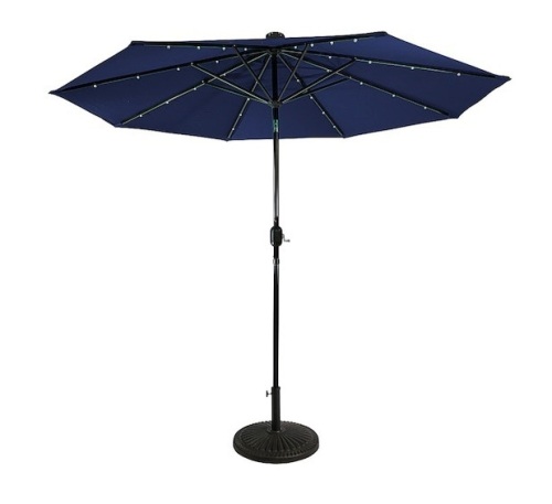 Sun Ray - 9' Round Solar Lighted Umbrella - Navy Blue, E-Commerce Return - Lot 100