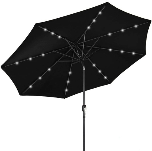 Solar LED Lighted Patio Umbrella w/ Tilt Adjustment, UV-Resistance - 10ft, Black, Appears New - Lot 137