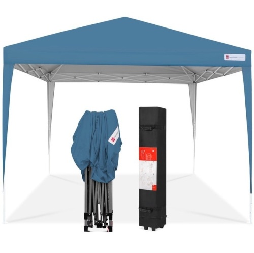 Outdoor Portable Pop Up Canopy Tent w/ Carrying Case, 10x10ft, Blue, Appears New - Lot 154