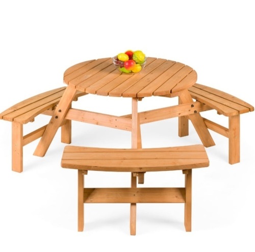 6-Person Circular Wooden Picnic Table w/ Benches, Appears New - Lot 159