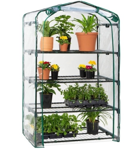 4-Tier Mini Portable Indoor Outdoor Greenhouse w/ Steel Shelves - 40in, E-Commerce Return/Damaged Box, Appears Complete, Shelves Bent Slightly - Lot 183
