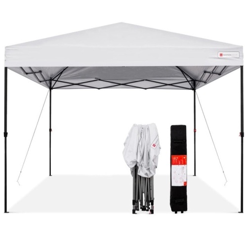One-Person Setup Instant Pop Up Canopy w/ Wheeled Bag - 10x10ft, White, Appears New - Lot 189