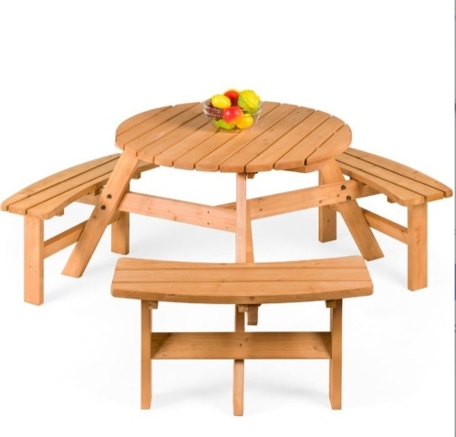 6-Person Circular Wooden Picnic Table w/ Benches, Appears New - Lot 194