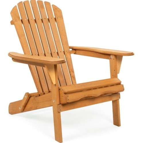 Folding Wooden Adirondack Chair Accent Furniture w/ Natural Finish - Brown, E-Commerce Return/Appears New - Lot 197