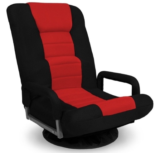 Gaming Floor Chair w/ 360-Degree Swivel, Armrest, Adjustable Backrest, Black/Red, E-Commerce Return/Appears New - Lot 202