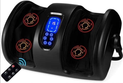 Reflexology Shiatsu Foot Massager w/ High-Intensity Rollers, Remote Control, Satin Black, Powers On, Appears New - Lot 336