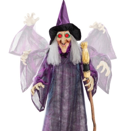 Wicked Wanda Standing Animatronic Witch with Sounds, LED Eyes - 5ft, E-Commerce Return/Appears New - Lot 153