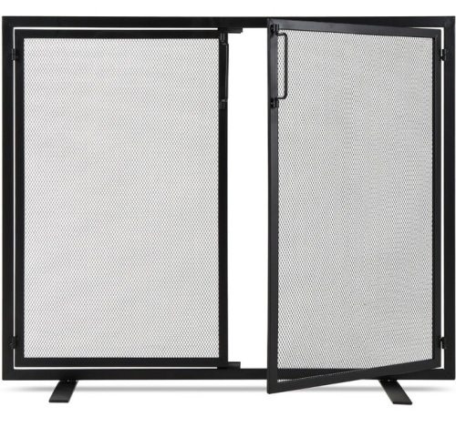 2-Door Wrought Iron Fireplace Screen w/ Magnetic Doors - 38.5x41in, Black, Appears New - Lot 251
