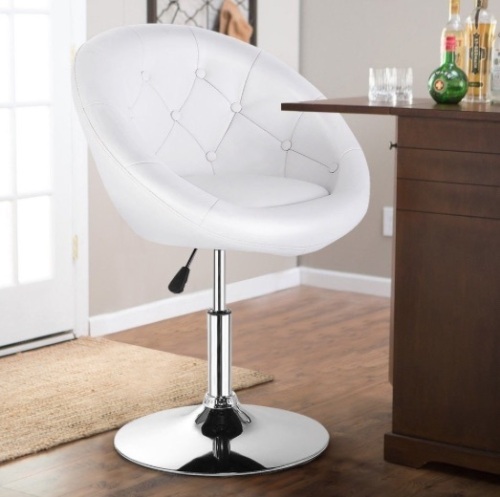 Modern Swivel Antoinette Vanity Chair - Round Tufted Back -White, Appears New/Box Damaged - Lot 123