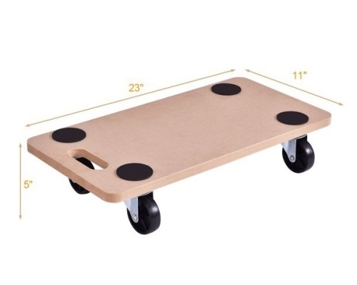 Lot of (4) Platform Dolly Rectangle Wood Utility Cart Wheeled Moving Transporter, New with light water damage - Lot 308