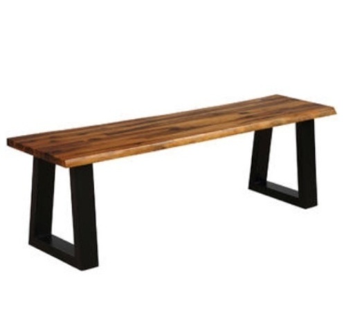 Solid Acacia Wood Patio Bench Dining Bench Outdoor W/Rustic Metal Legs, Appears New - Lot 388