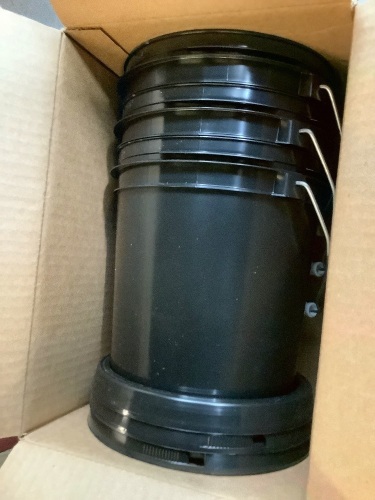 Set of 3 Buckets, 1 Gallon, Black, Metal Handles, Lids, E-Commerce Return/Appears New - Lot 330
