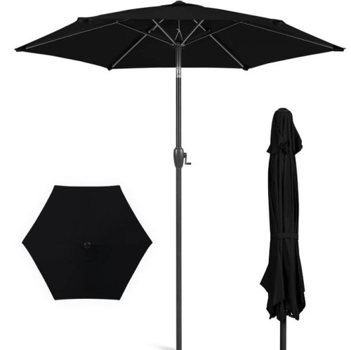 Outdoor Market Patio Umbrella w/ Push Button Tilt, Crank Lift - 7.5ft, Black, E-Commerce Return - Lot 347