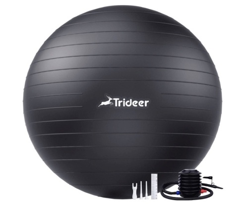 Trideer Yoga Ball Exercise Ball, 5 Sizes, Heavy Duty Swiss Ball for Balance, Stability, Pregnancy and Physical Therapy, Quick Pump Included, Appears New/Damaged Box - Lot 334